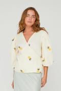 A-VIEW Rebekka Fruit Blouse Kvinde Sand/yellow Kortærmede Bluser Str 4...