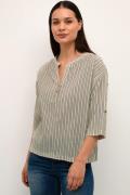 Cream Cranja Blouse Kvinde Burnt Olive Stripe Kortærmede Bluser Str 40...