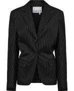 REMAIN Drapy Striped Blazer Kvinde Black Comb. Blazere Str 40 - hos Ma...