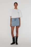 ROTATE Birger Christensen Denim Laced Mini Skirt Kvinde Light Blue Den...