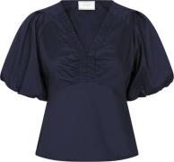 Neo Noir Irina Poplin Blouse Kvinde Navy Langærmede Bluser Str 40 - ho...