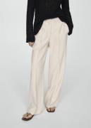 MANGO Wideleg Pleated Trousers Kvinde Light Beige Bukser Med Brede Ben...