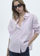 MANGO Striped Cotton Shirt Kvinde Pink Skjorter Str L - hos Magasin