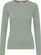 ICHI Ihluiva LS2 Kvinde Quetzal Green Multi Stripe Langærmede T-shirts...