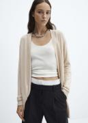 MANGO Fineknit Cardigan Kvinde Lt Pastel Brown Cardigans Str XL - hos ...