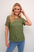 Cream Crkit SS Lace Blouse Kvinde Oil Green Kortærmede Bluser Str L - ...