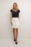 Kaffe Penny Skirt Kvinde Chalk Korte Nederdele Slim Fit Str L - Bomuld...