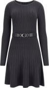 GUESS LS RIB Pleated Paige Swtr DRS Kvinde Black Cave Korte Kjoler Str...