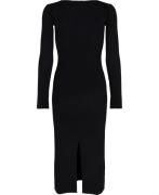 Ganni Low Vneck Slim Dress Kvinde Black Midi Kjoler Str L - hos Magasi...