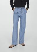 MANGO Straight Pleated Jeans Kvinde Open Blue Straight Jeans Str 40 - ...