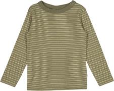 Wheat Langærmet Tshirt Lai Str 110 / 5 år - Heather Green Stripe Langæ...