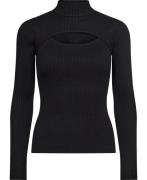 GUESS LS RIB Cutout Clarita Swtr Kvinde Jet Black A996 Langærmede T-sh...