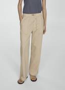 MANGO Elastic Waist Cotton Trousers Kvinde Lt Pastel Brown Bukser Med ...