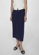 MANGO Lyocell Sarong Skirt Kvinde Open Blue Midi Nederdele Str XXL - h...