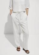 MANGO Elastic Waist Cotton Trousers Kvinde Natural White Bukser Med Br...