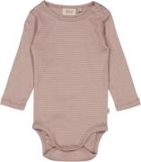 Wheat Basis Rib Body Str 2 år / 92 cm - Lilac Stripe Langærmede Bodies...