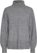 Pieces Pcmalou LS Rollneck Knit Noos BC Kvinde Medium Grey Melange/mel...