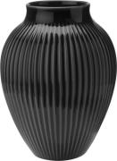 Knabstrup Keramik Knabstrup, Vase, Riller Sort, 20 cm Ripple Black Str...