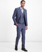 Lindbergh Checked Mens Suit Mand Blue Check Jakkesæt Slim Fit Str 46 -...