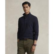 Polo Ralph Lauren Meshknit Cotton Quarter-zip Sweater Mand Navy Htr Tu...