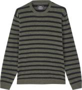 Mads Nørgaard - Copenhagen Eco Wool Karsten Stripe Knit Mand Grøn+Sort...