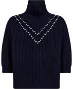 Lisa Yang Henny Sweater Navy/cream Size 2 Kvinde Navy/cream Rullekrave...