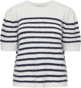 YAS Yasanne SS Stripe Knit Pullover S. Kvinde Birch/w. Navy Blazer Str...