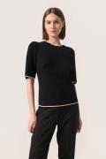 Soaked in Luxury Sladrianna Pullover SS Kvinde Black Kortærmet Strik R...