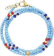 Nialaya The Mykonos Collection Vintage Turquoise, Red, and Blue Glass ...