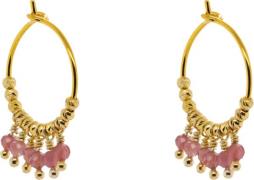 BeChristensen Mathilde Pink Tormaline Earrings Gold 15mm - Creoler hos...