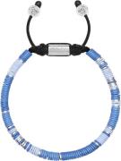 Nialaya Men's Beaded Bracelet With Light Blue and Silver Disc Beads L ...