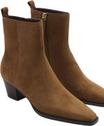 MANGO Heel Suede Ankle Boot Kvinde Medium Brown Støvletter Str 40 - Læ...