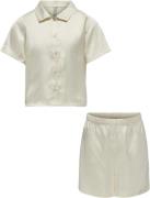 ONLY Kogsarah Short Satin Nightwear SET Str 158 - Birch Nattøj hos Mag...