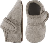 Melton Wool Slippers With Velcro Beige Melange Hjemmesko Str 26/27 - U...