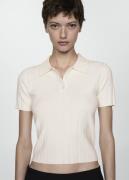 MANGO Poloneck T-shirt Kvinde Light Beige Kortærmet Strik Str L - hos ...