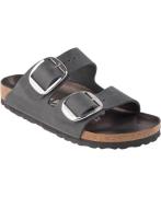 Birkenstock Arizona Big Buckle Nubuck Leather Kvinde Black Flade Sanda...