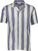 Lindbergh Striped Linen/cotton Shirt S/S Mand Dk Blue Kortærmede Skjor...