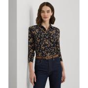 Lauren Ralph Lauren Slim Fit Floral Stretch Jersey Shirt Kvinde Navy S...