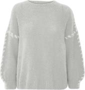 ICHI Ixmarina LS Kvinde Light Grey W/cloud Dancer Sweaters Str M/L - h...