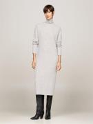 Tommy Hilfiger Wool Cash Rollnk LS Long Dress Kvinde Light Grey Htr Ma...