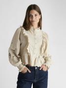 Neo Noir Petrine Embroidery Blouse Kvinde Sand Langærmede Bluser Str 4...