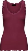 Rosemunde Rmwbalta Modal SL Lace Vneck top Kvinde Zinfandel Toppe Str ...