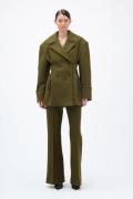 REMAIN Peacoat With Pleats Kvinde Dark Olive Overgangsjakker Str 40 - ...