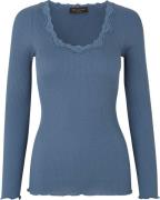 Rosemunde Silk Tshirt w/ Lace Kvinde True Navy Kortærmede T-shirts Str...