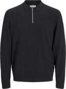 Jack & Jones Jjeemil Knit Polo Half ZIP LS Noos Mand Black Sweaters Re...