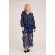 A-VIEW Charlotte Blouse Kvinde Navy Langærmede Bluser Str 40 - hos Mag...