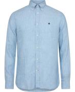 Morris Stockholm Douglas Linen Shirtclassic Fit Mand Blue Langærmede S...