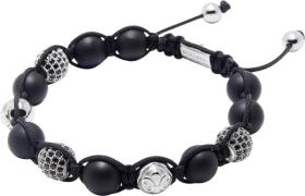 Nialaya Men's Beaded Bracelet With Matte Onyx and Silver L - Armbånd S...