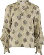 CONTINUE ODA Cirkel Print Kvinde Sand Print Langærmede Bluser Str L - ...