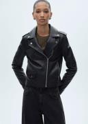 MANGO Leather Biker Jacket Kvinde Black Overgangsjakker Str M - hos Ma...